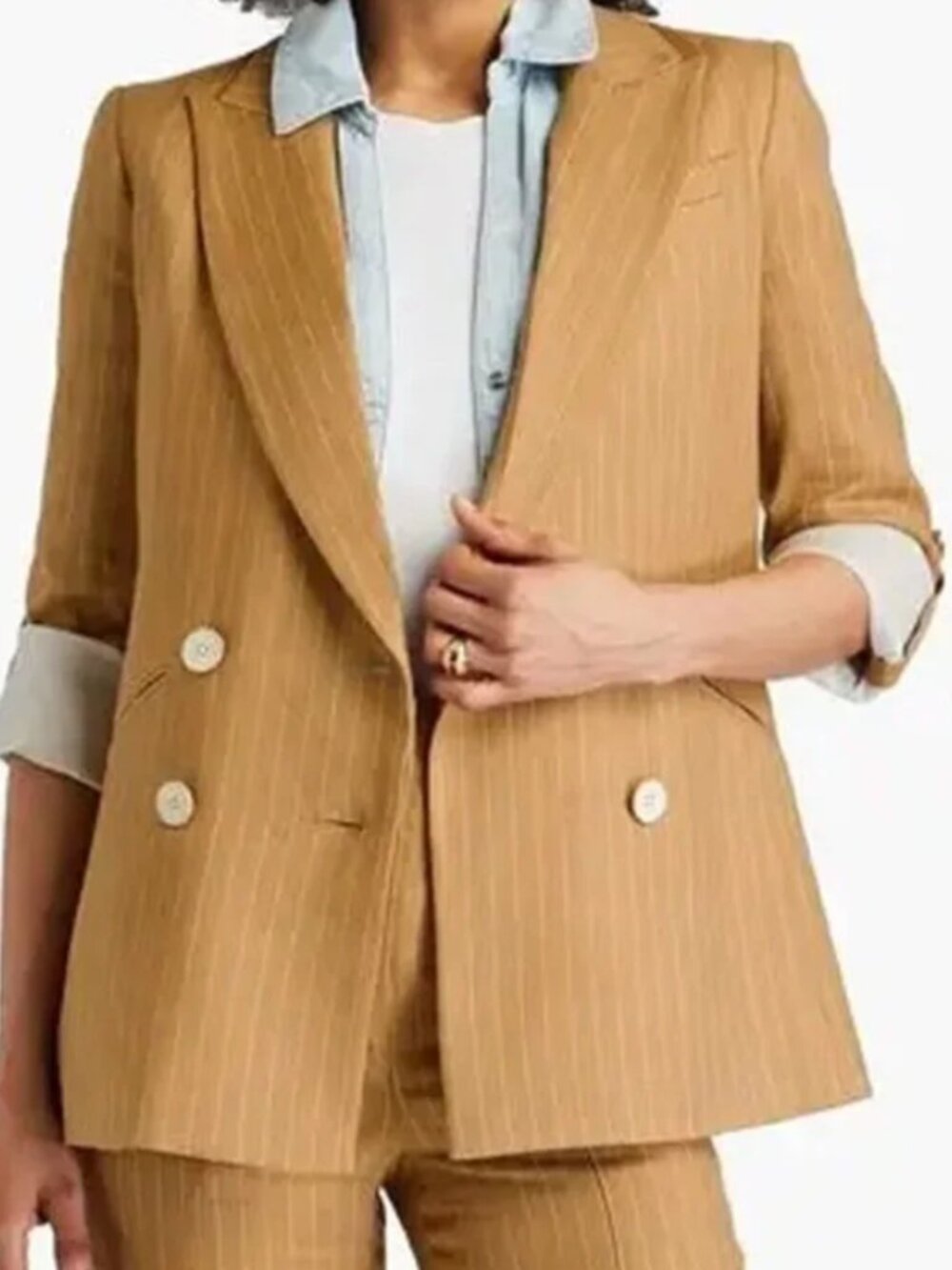 Veronica Beard Parineti Pinstriped Linen Blend Blazer Size 4 (Worn Once!)